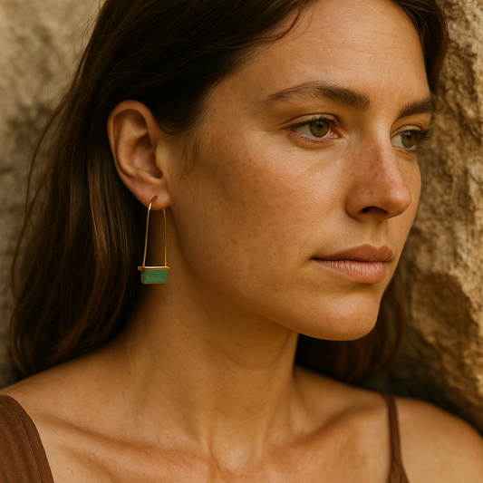 BOW | Aventurine Brass Earrings