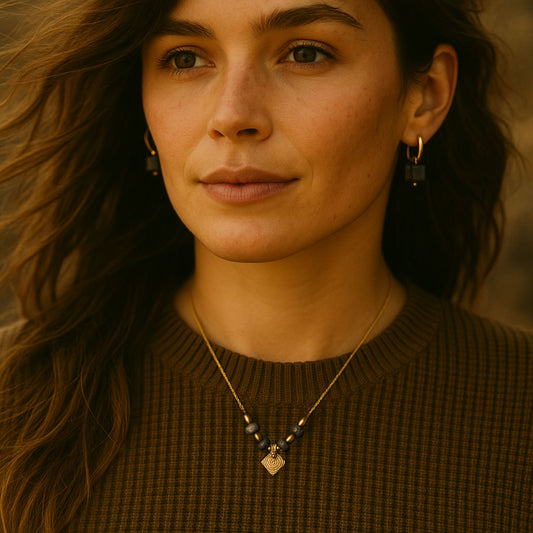RELIC | Spiral Brass Charm & Hematite Necklace