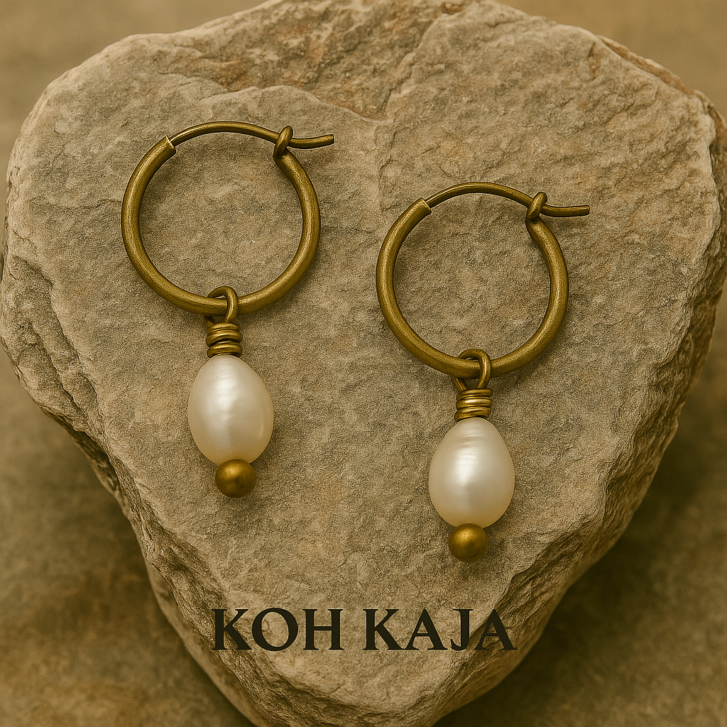 Z | MARA | Funky KOH KAJA Hoops with freshwater pearl and Brass