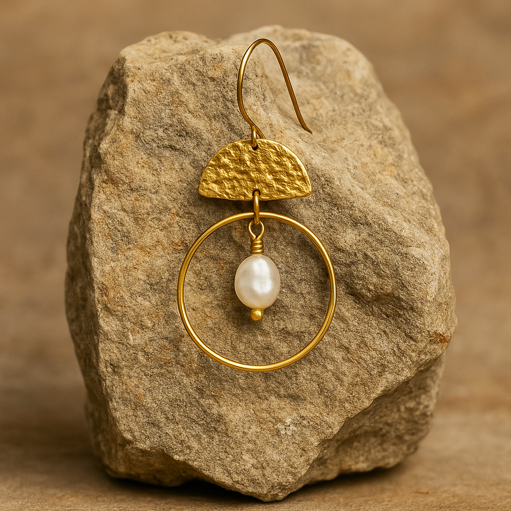 ### BALANCE | Freshwater Pearl & Brass Earrings