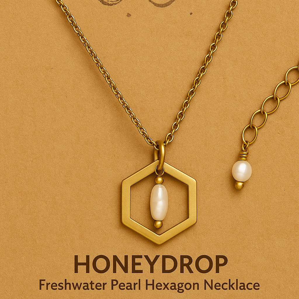 HONEYDROP | Freshwater Pearl Hexagon Necklace