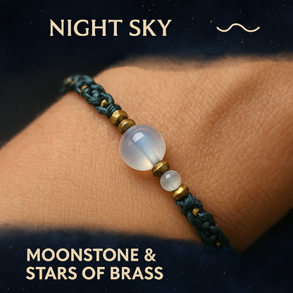 NIGHTSKY | Moonstone Anthrazite Macrame Bracelet