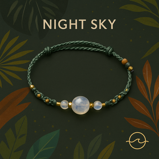 NIGHTSKY | Moonstone Anthrazite Macrame Bracelet
