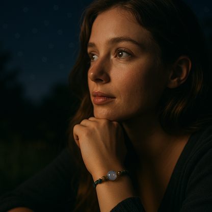NIGHTSKY | Moonstone Anthrazite Macrame Bracelet