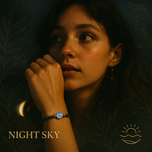 NIGHTSKY | Moonstone Anthrazite Macrame Bracelet