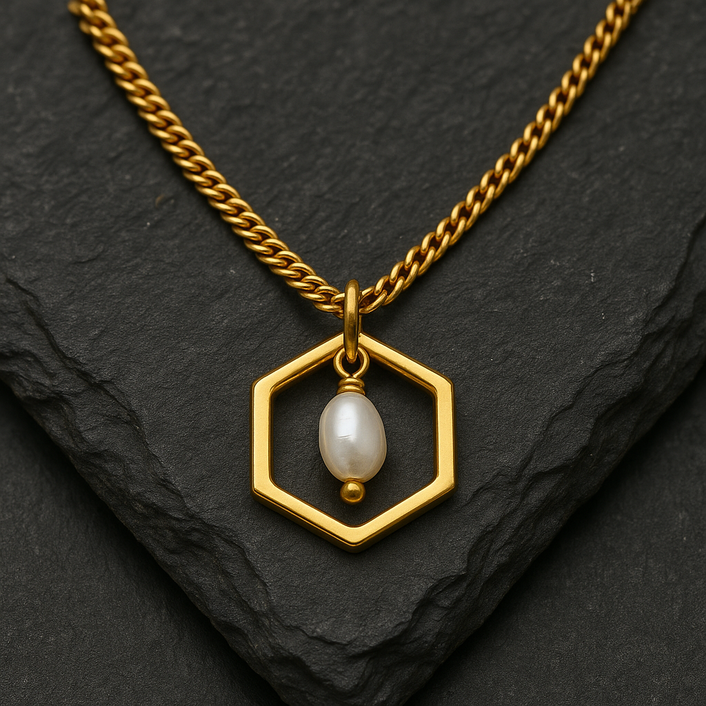 HONEYDROP | Freshwater Pearl Hexagon Necklace