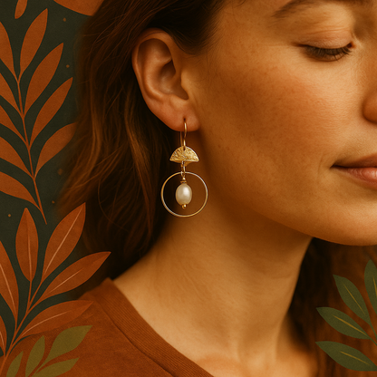 ### BALANCE | Freshwater Pearl & Brass Earrings