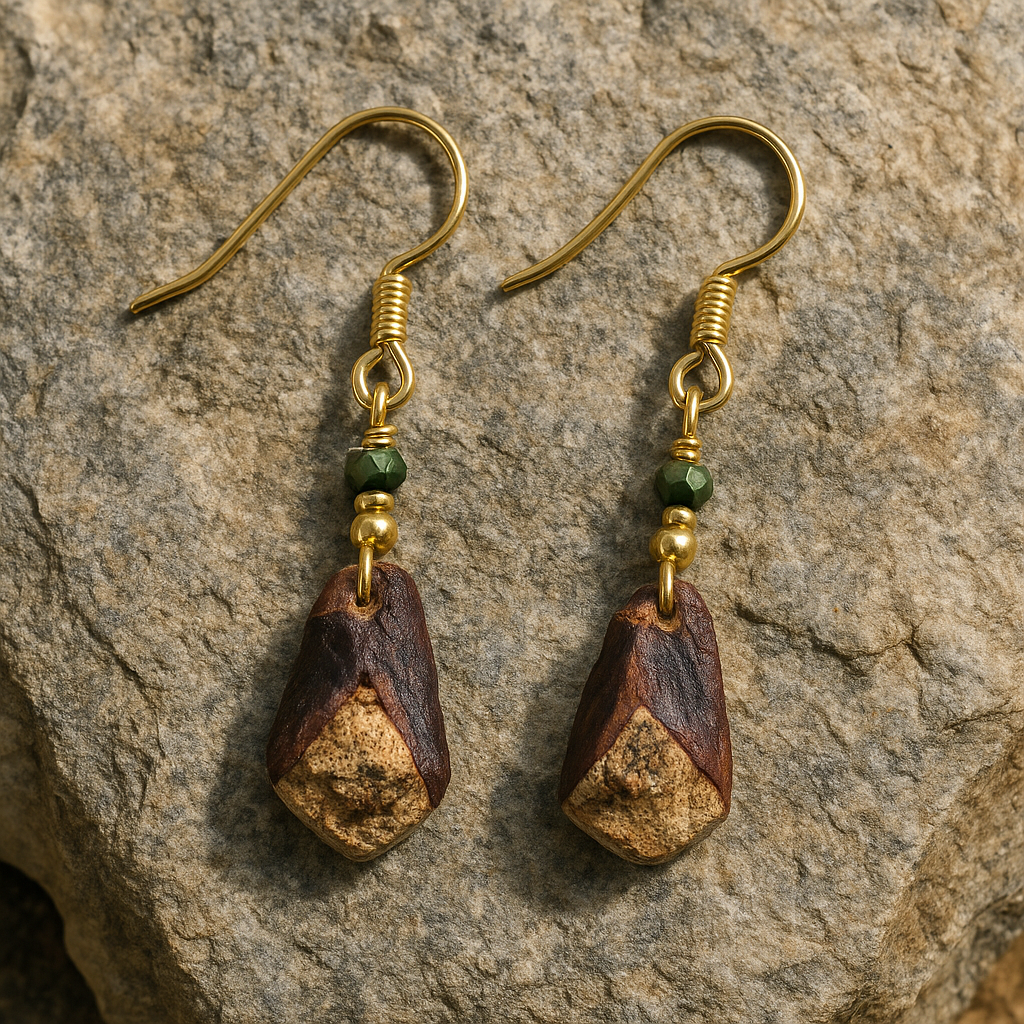 ### SPRUCE CONE | Pine Cone Earrings with African Turquoise & Brass