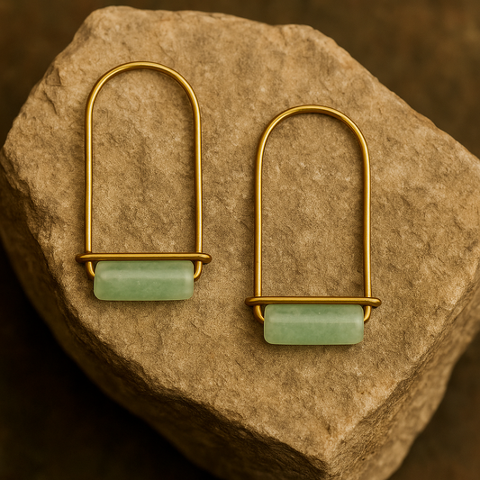 BOW | Aventurine Brass Earrings