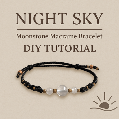 NIGHT SKY | Moonstone Black Macrame Bracelet