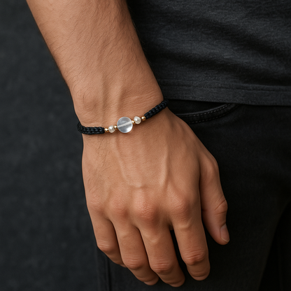 NIGHT SKY | Moonstone Black Macrame Bracelet