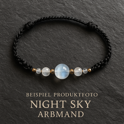 NIGHT SKY | Moonstone Black Macrame Bracelet