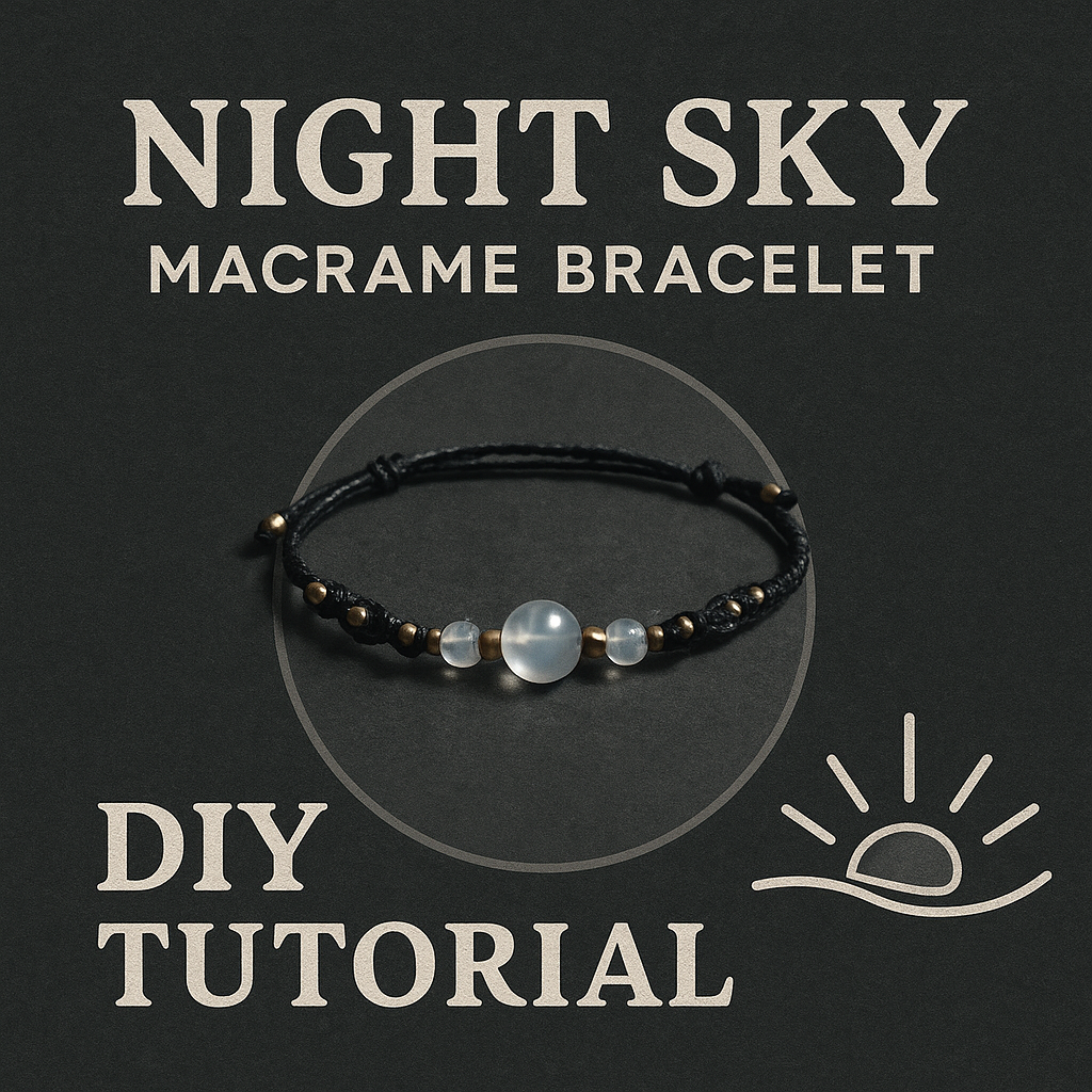 NIGHT SKY | Moonstone Black Macrame Bracelet