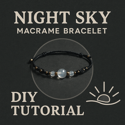 NIGHT SKY | Moonstone Black Macrame Bracelet