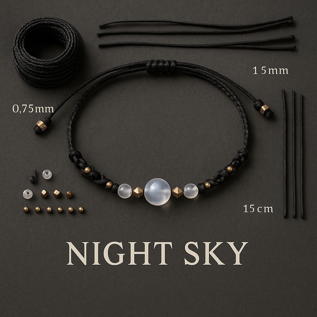 NIGHT SKY | Moonstone Black Macrame Bracelet