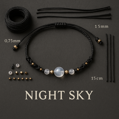 NIGHT SKY | Moonstone Black Macrame Bracelet