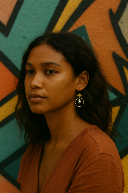 BALANCE | Freshwater Pearl & Brass Earrings