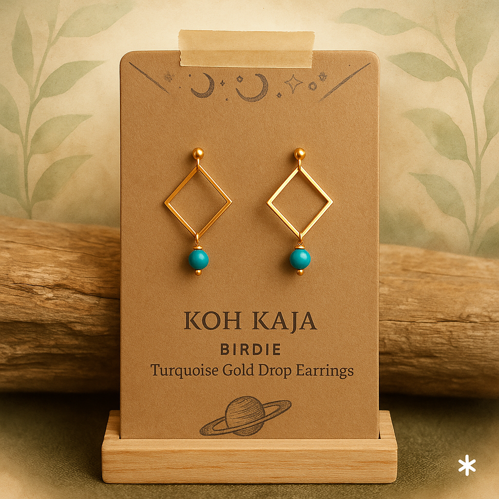 SQUARE DON'T CARE | Turquoise Stainless Steel Earrings