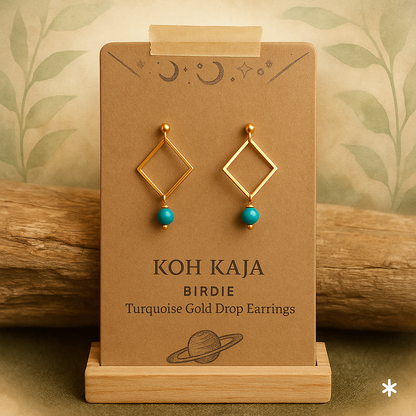 SQUARE DON'T CARE | Turquoise Stainless Steel Earrings