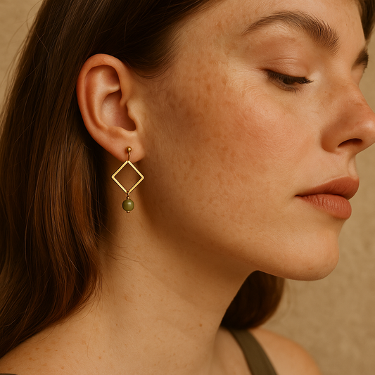 SQUARE DON'T CARE | Jade Stainless Steel Earrings