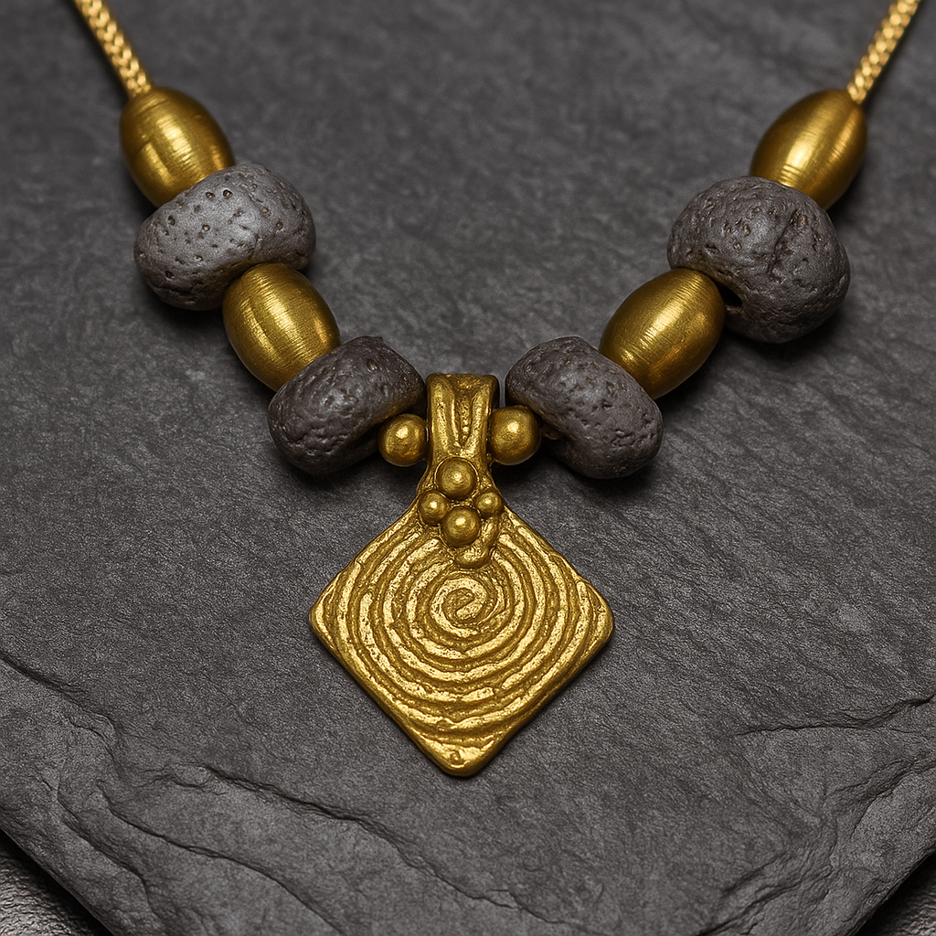 RELIC | Spiral Brass Charm & Hematite Necklace