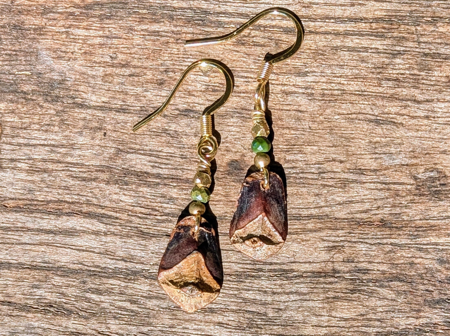 ### SPRUCE CONE | Pine Cone Earrings with African Turquoise & Brass
