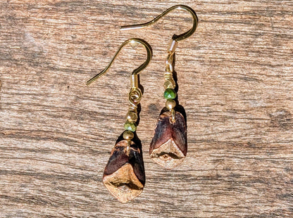 ### SPRUCE CONE | Pine Cone Earrings with African Turquoise & Brass
