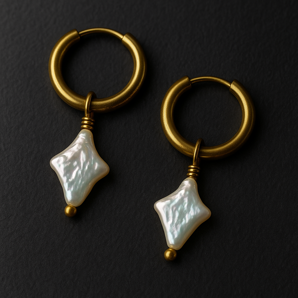 MAKE A WISH | Freshwater Pearl Star Huggies