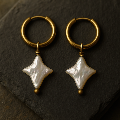 MAKE A WISH | Freshwater Pearl Star Huggies