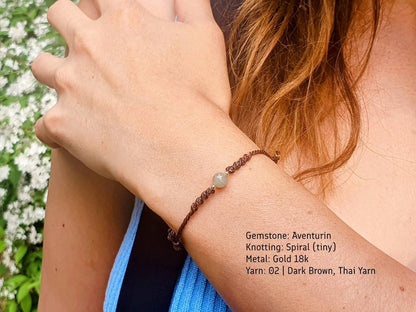 Makramee Armband "Planet" | Edelstein (Jade, Mondstein, Lava, Aventurin) | Personalisierbar, Armband selbst designen | Armband Konfigurator