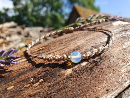 Makramee Armband "Planet" | Edelstein (Jade, Mondstein, Lava, Aventurin) | Personalisierbar, Armband selbst designen | Armband Konfigurator