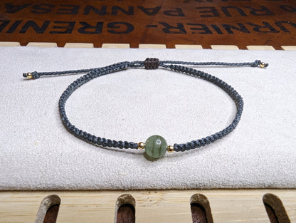 Macramé bracelet "Planet" | aventurine / anthracite / 14k gold-plated | Customizable