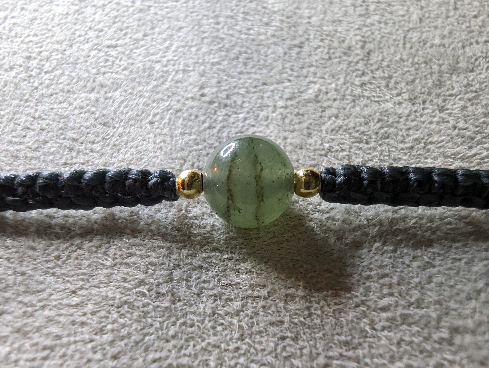 Macramé bracelet "Planet" | aventurine / anthracite / 14k gold-plated | Customizable
