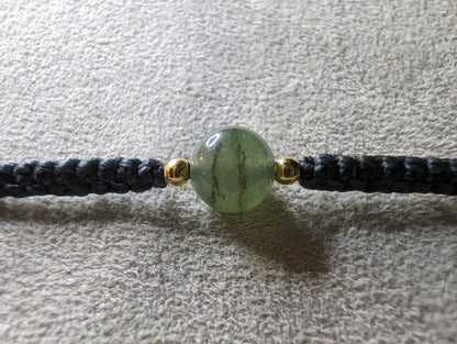 Macramé bracelet "Planet" | aventurine / anthracite / 14k gold-plated | Customizable