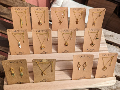 Golden necklace hexagon | Freshwater Pearl & Mother of Pearl Pendant | thin curb chain stainless steel (35, 40, 45cm) | Geometric shape