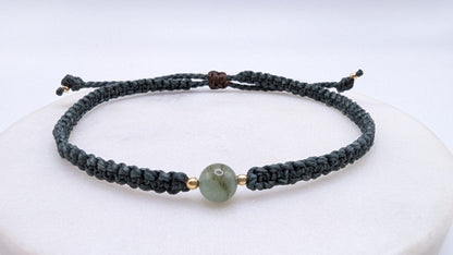 Macramé bracelet "Planet" | aventurine / anthracite / 14k gold-plated | Customizable