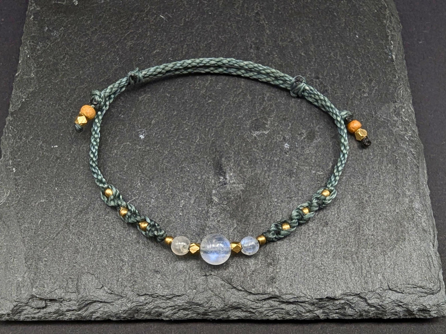 Macrame Bracelet "NightSky" | Starlight Bracelet with Moonstone | Night Sky, Moon & Stars | Astronomy Astrology Gift, Nature Jewelry