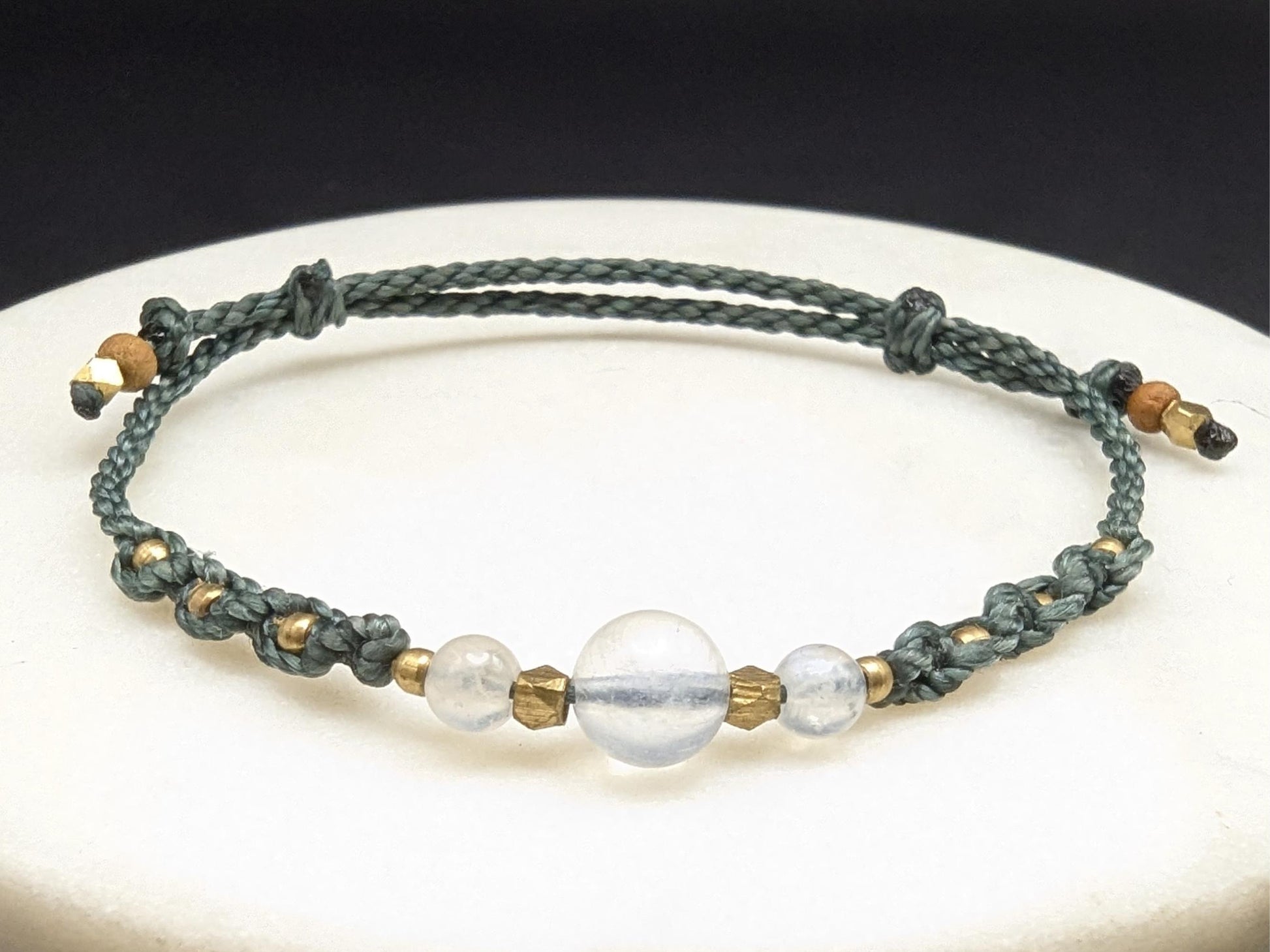 Macrame Bracelet "NightSky" | Starlight Bracelet with Moonstone | Night Sky, Moon & Stars | Astronomy Astrology Gift, Nature Jewelry