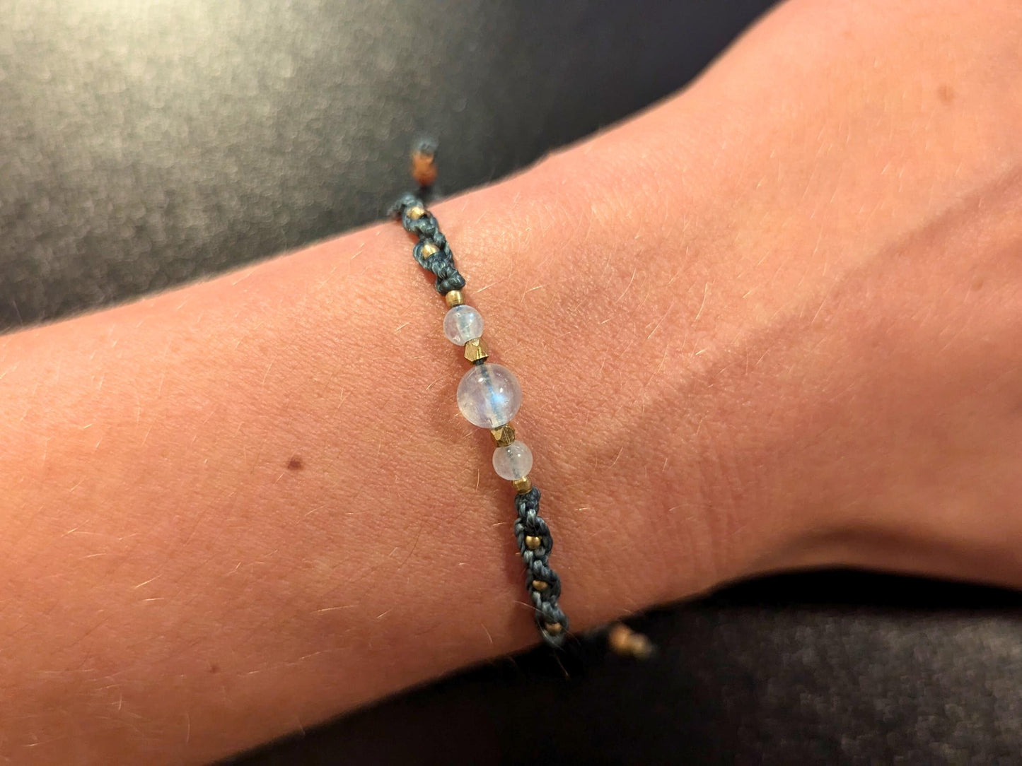 Macrame Bracelet "NightSky" | Starlight Bracelet with Moonstone | Night Sky, Moon & Stars | Astronomy Astrology Gift, Nature Jewelry