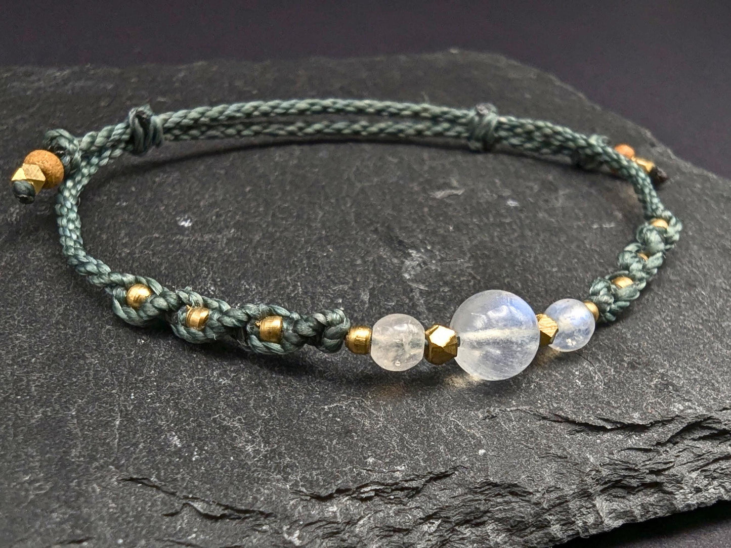Macrame Bracelet "NightSky" | Starlight Bracelet with Moonstone | Night Sky, Moon & Stars | Astronomy Astrology Gift, Nature Jewelry