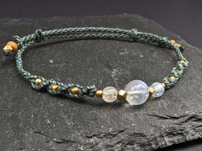 Macrame Bracelet "NightSky" | Starlight Bracelet with Moonstone | Night Sky, Moon & Stars | Astronomy Astrology Gift, Nature Jewelry