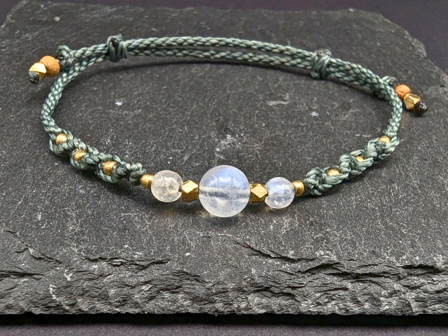 Macrame Bracelet "NightSky" | Starlight Bracelet with Moonstone | Night Sky, Moon & Stars | Astronomy Astrology Gift, Nature Jewelry