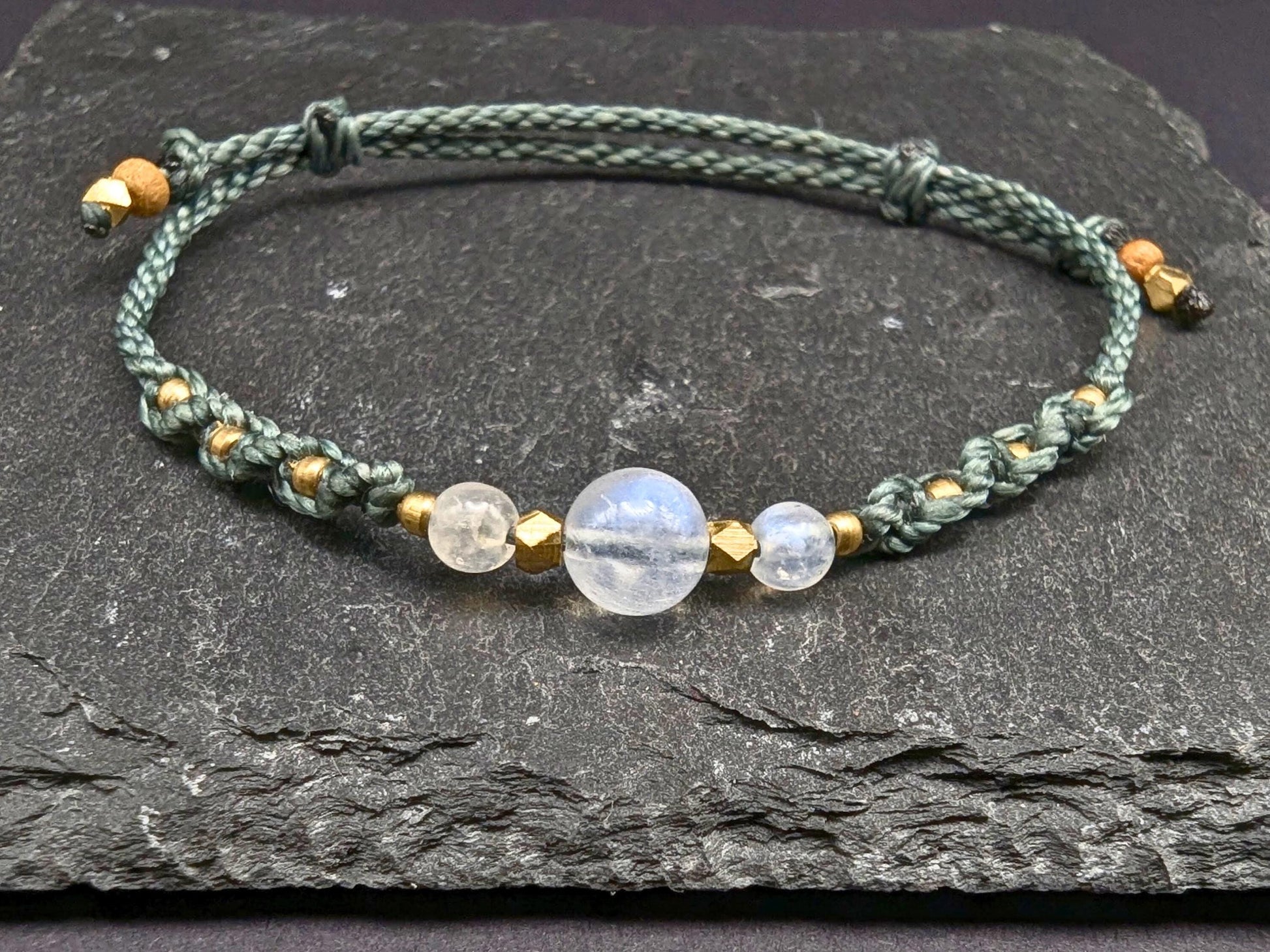 Macrame Bracelet "NightSky" | Starlight Bracelet with Moonstone | Night Sky, Moon & Stars | Astronomy Astrology Gift, Nature Jewelry