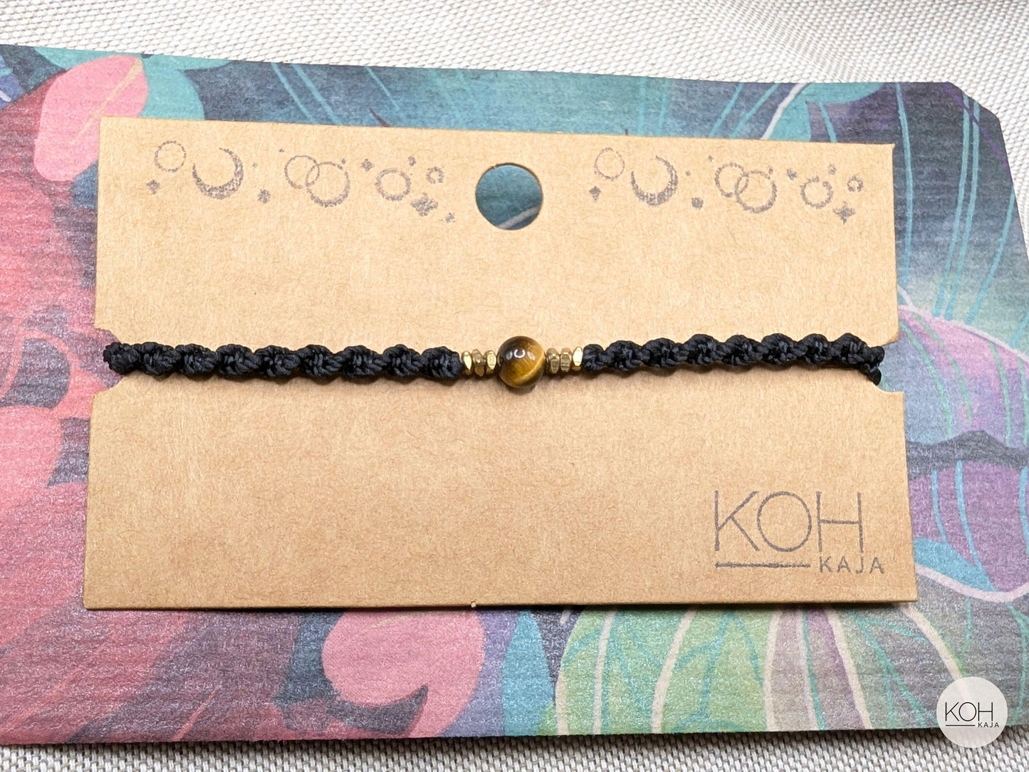 Tigereye Macrame Bracelet • Eye of the Tiger • Natural Stone Bracelet, Sandalwood Beads, Brass Jewelry, Boho Style, Birthday Gift Women