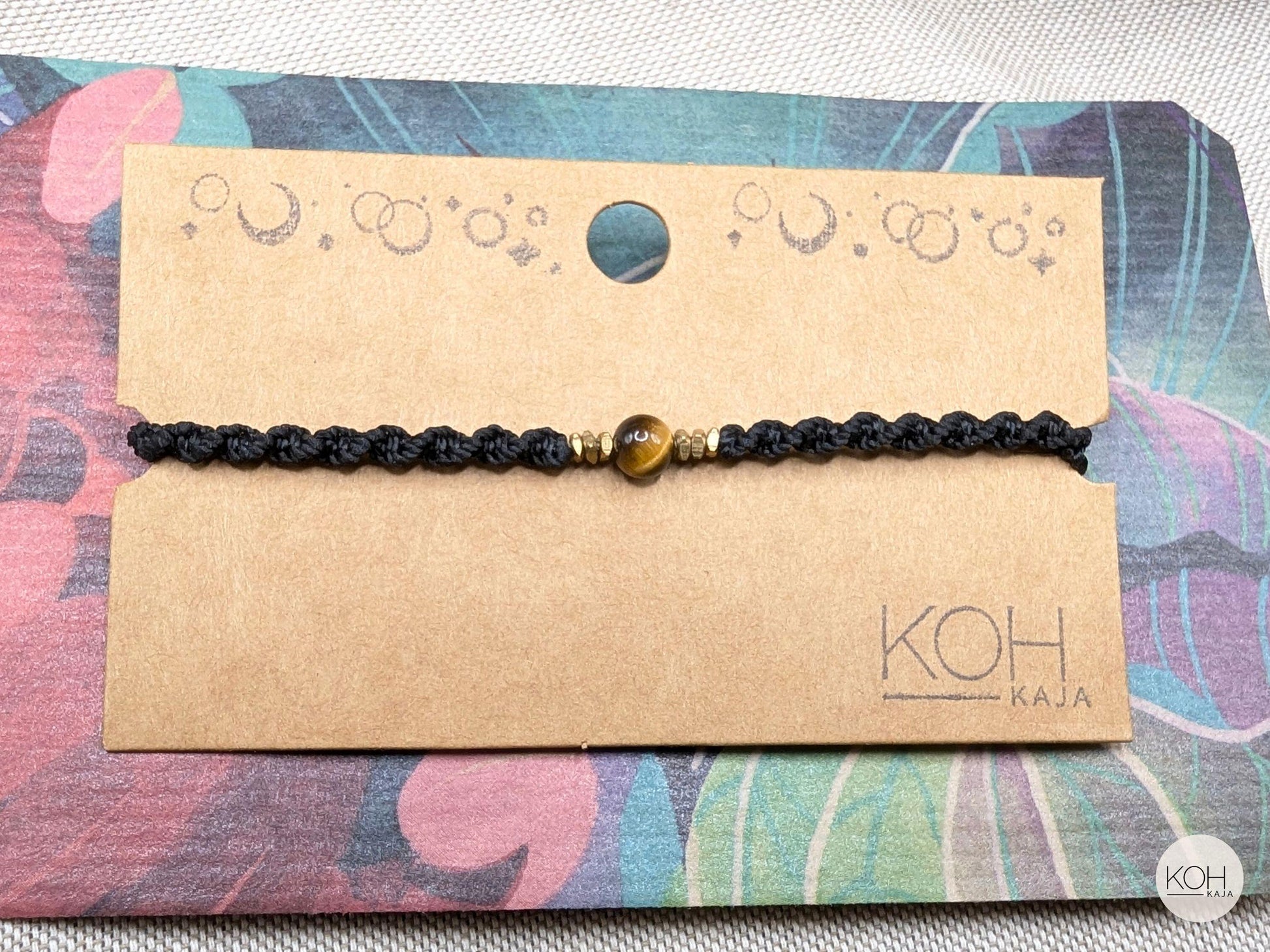 Tigereye Macrame Bracelet • Eye of the Tiger • Natural Stone Bracelet, Sandalwood Beads, Brass Jewelry, Boho Style, Birthday Gift Women