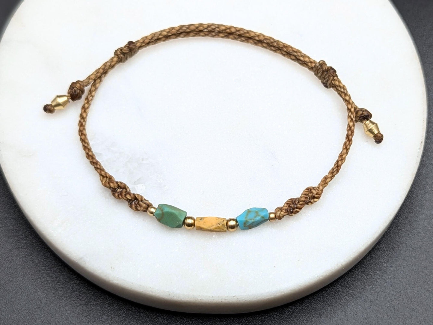 Bracelet "Maskat Orient" | Limited Travel Edition with African Turquoise | Natural Stone Macramé Jewelry | Gemstones from Local Oman Bazaar