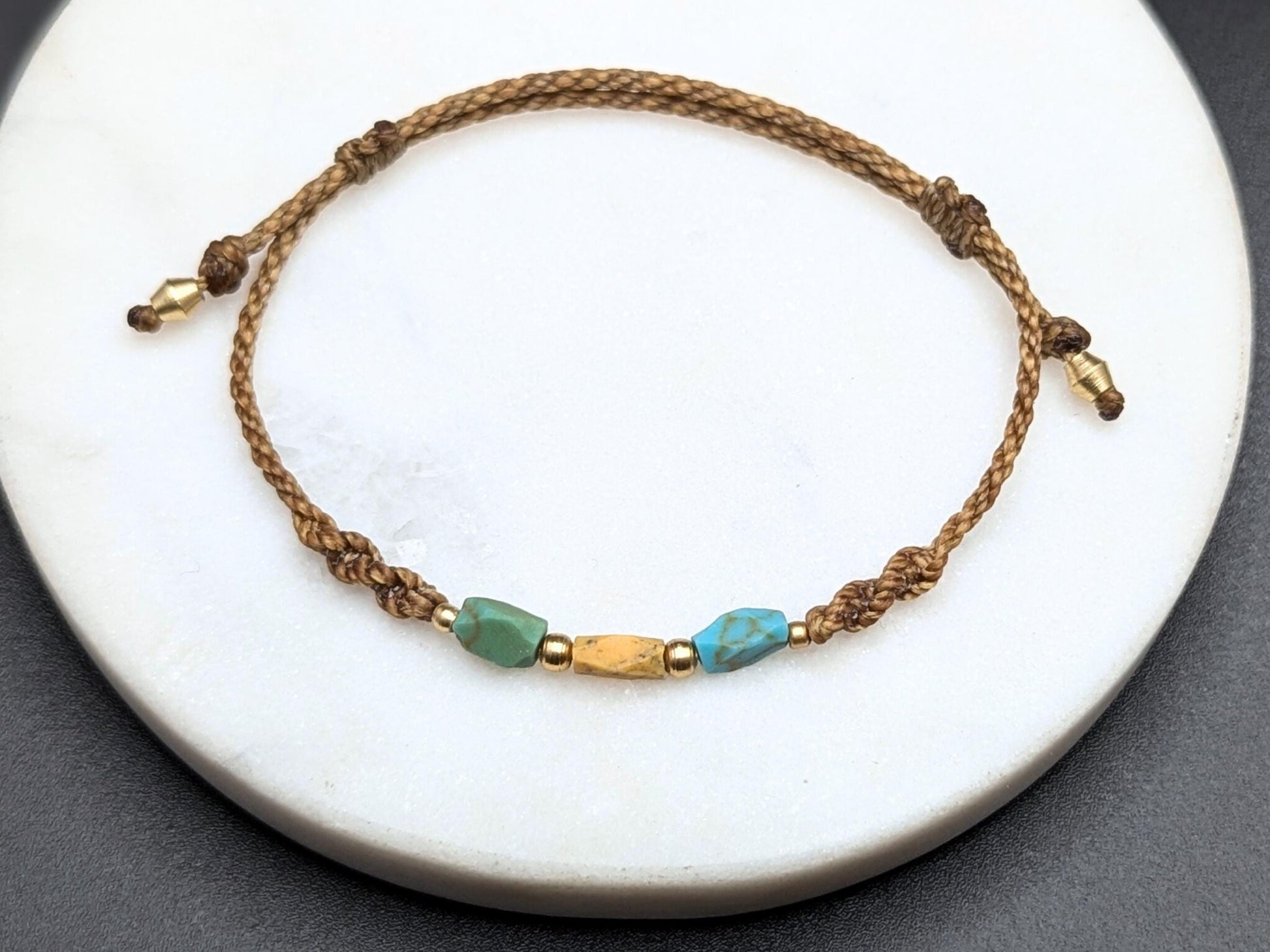 Bracelet "Maskat Orient" | Limited Travel Edition with African Turquoise | Natural Stone Macramé Jewelry | Gemstones from Local Oman Bazaar