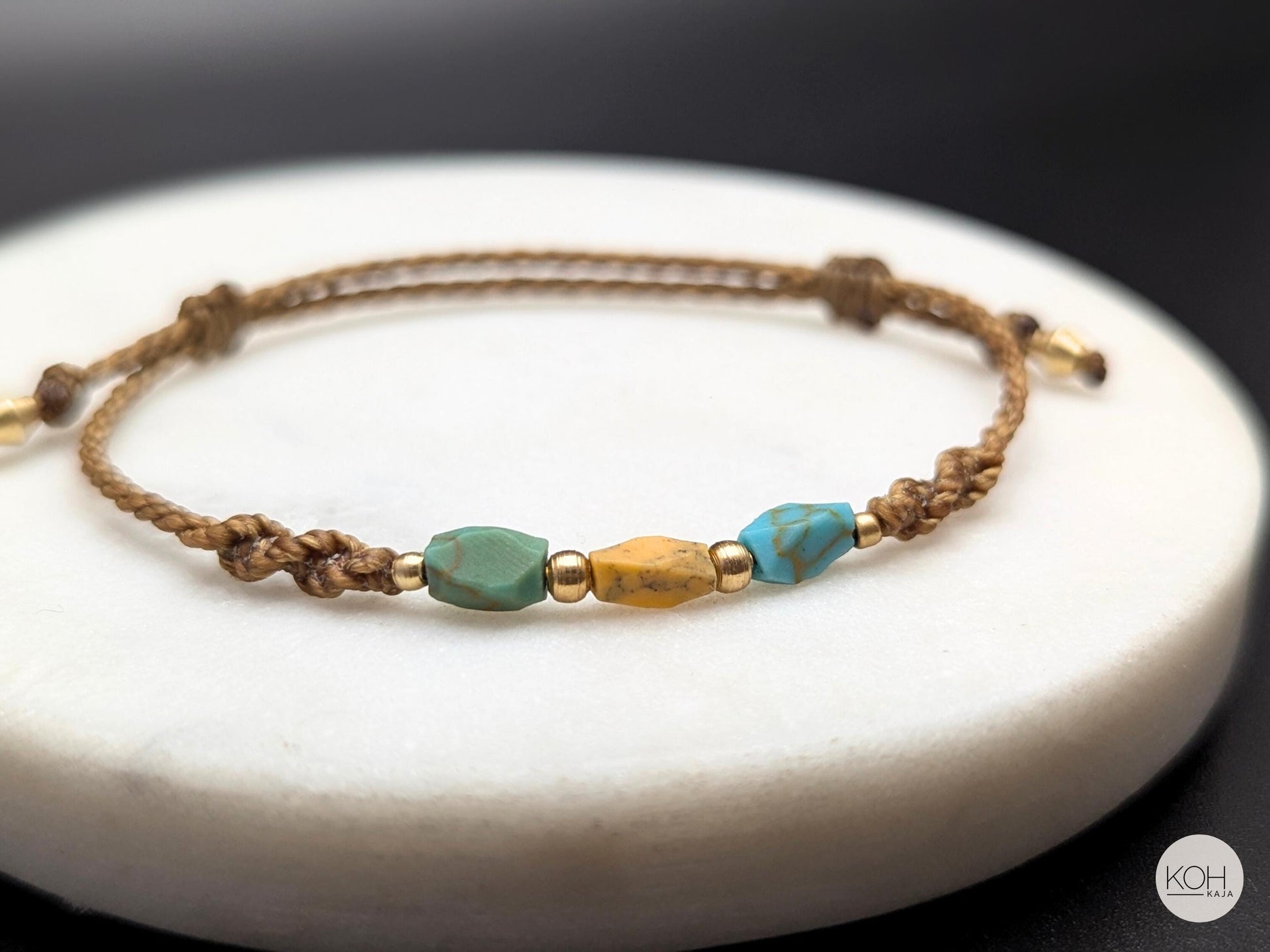 Bracelet "Maskat Orient" | Limited Travel Edition with African Turquoise | Natural Stone Macramé Jewelry | Gemstones from Local Oman Bazaar