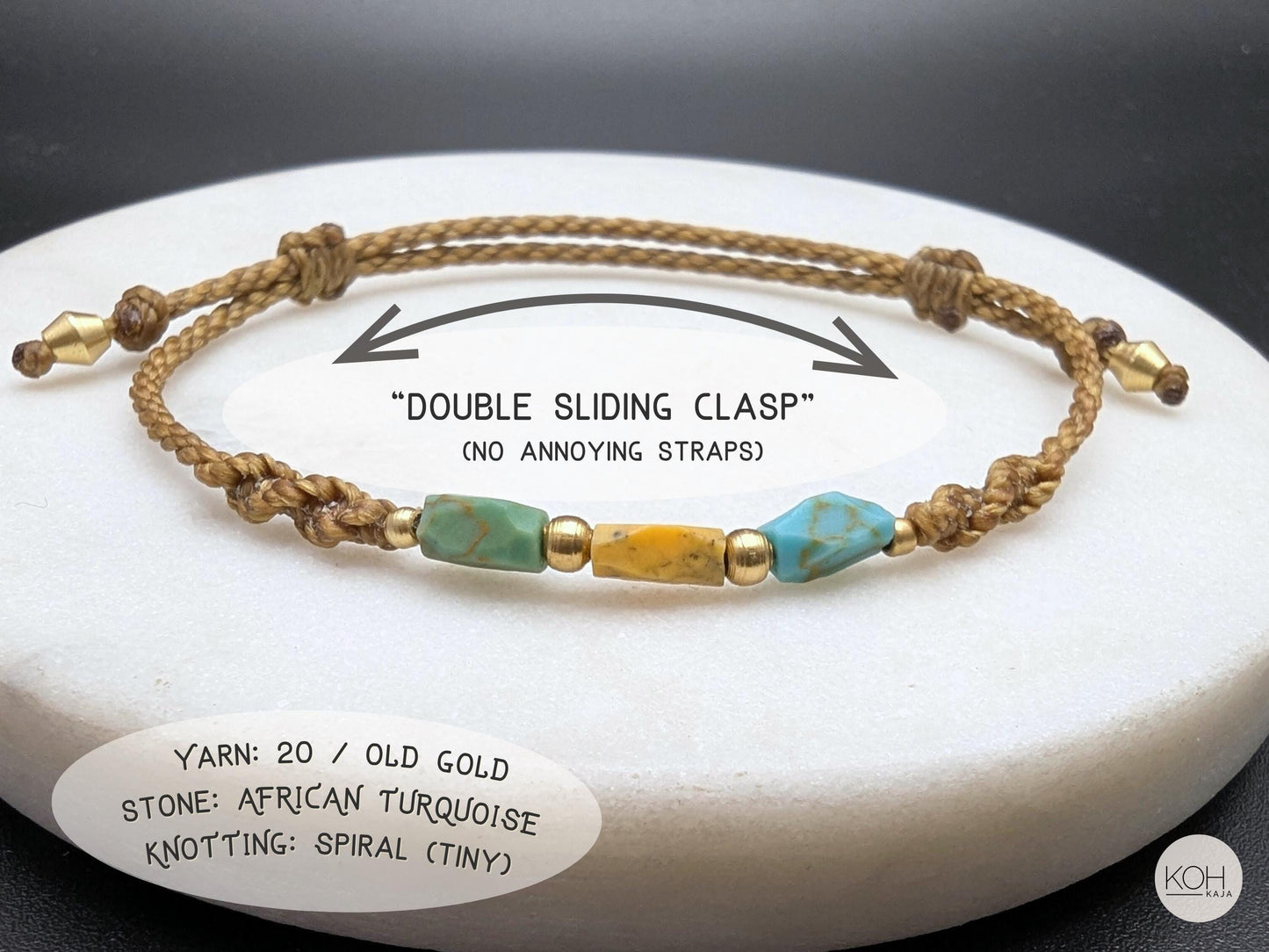 Bracelet "Maskat Orient" | Limited Travel Edition with African Turquoise | Natural Stone Macramé Jewelry | Gemstones from Local Oman Bazaar