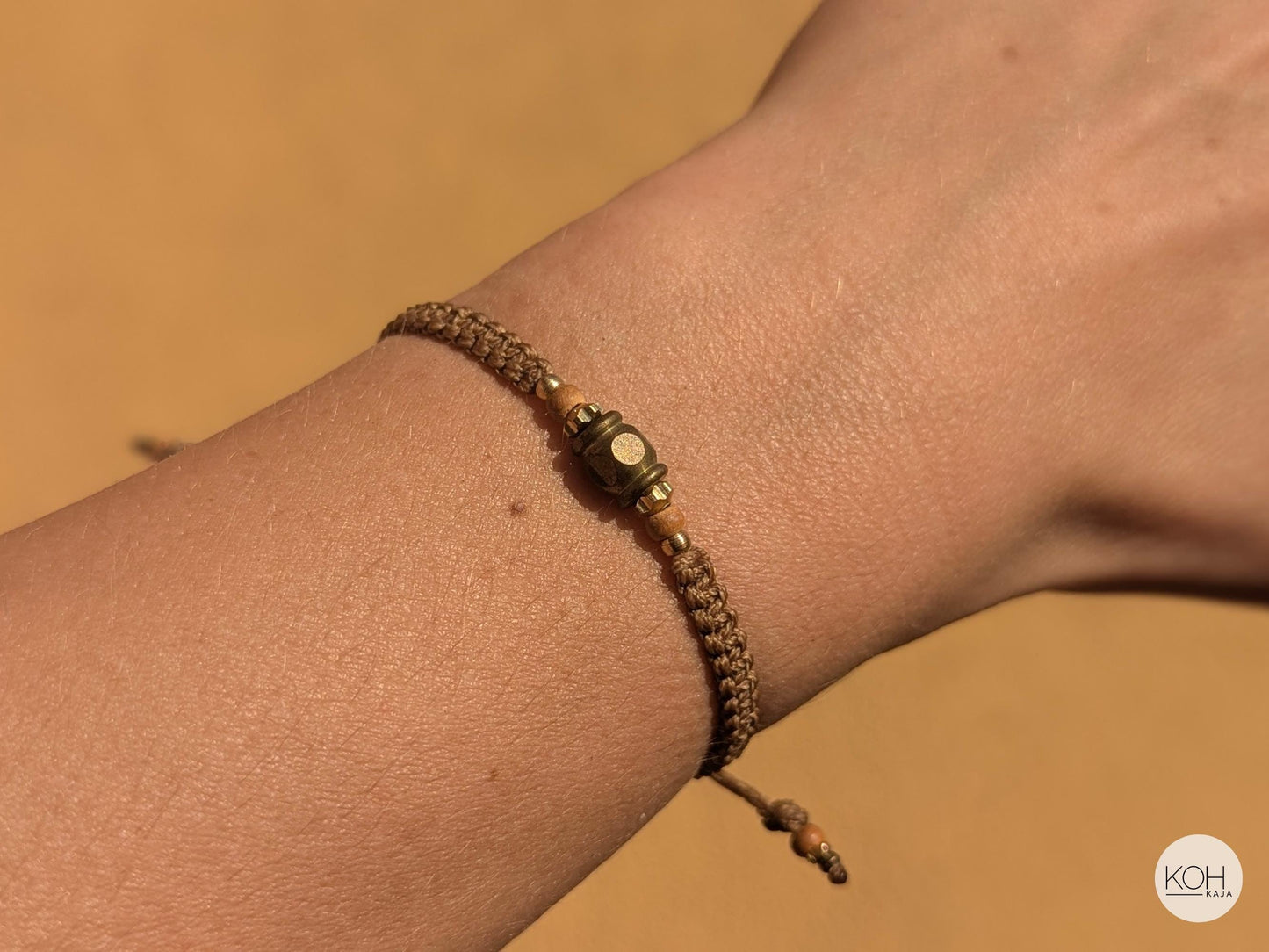 Bracelet "Antique Bangkok" | Limited Travel Edition with Vintage Brass Ornament | Antique Brass Bead from Bangkok | Retro Macrame Jewelry